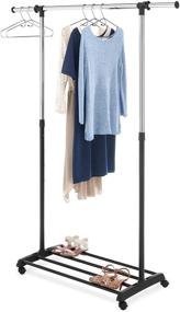 img 2 attached to Deluxe Adjustable Garment Rack by Whitmor - Rolling Clothes Organizer in Black and Chrome