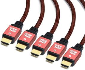 img 4 attached to 🔴 Yauhody 8K HDMI Cable 6ft (5 Pack) - High-Speed 48Gbps 2.1 Cord, Supports 8K/4K/10K/2K/HD/3D, Dynamic HDR, HDCP 2.2, 4:4:4 - Durable Nylon Braided, eARC, Real 8K HDMI 2.1 - Red (6ft, 5 Pack)