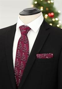 img 3 attached to 🎅 HISDERN Christmas Snowflake Necktie Pocket - Men's Accessories in Ties, Cummerbunds, and Pocket Squares