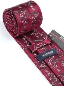 img 1 attached to 🎅 HISDERN Christmas Snowflake Necktie Pocket - Men's Accessories in Ties, Cummerbunds, and Pocket Squares