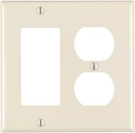 🔌 leviton 80455-t double gang 1-duplex 1-decora/gfci device combination wallplate, standard size, thermoset, device mount, light almond logo