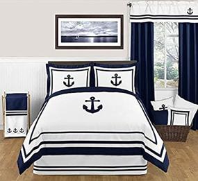 img 2 attached to 🛏️ Nautical Navy and White Anchors Away Boys 3 Piece Full/Queen Bedding Set by Sweet Jojo Designs