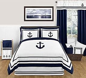 img 1 attached to 🛏️ Nautical Navy and White Anchors Away Boys 3 Piece Full/Queen Bedding Set by Sweet Jojo Designs