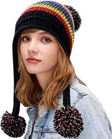 img 3 attached to Warm Fleece Lined Pom Knit Hat for Women - DOCILA Winter Beanie Hat Cute Outdoor Skull Cap