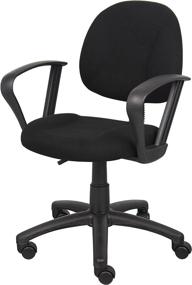 img 1 attached to 😊 Boss Office Products Perfect Posture Delux Fabric Task Chair with Loop Arms in Black, Low-Back (B317-BK): Experience Comfort and Support for Hours!