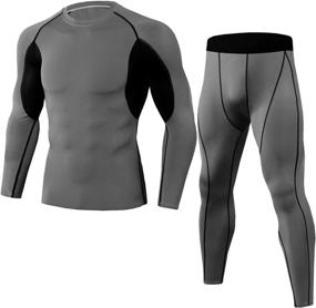 img 3 attached to Gafeng Workout Compression Contrast Running Sports & Fitness