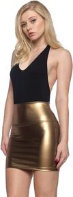 img 4 attached to 👗 Stylish Metallic Leather Skirt in Black for Women - Available in Large Size