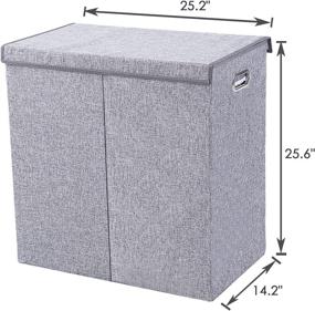 img 2 attached to Organize Your Laundry with SUPERJARE Double Hamper - Featuring Removable Liner Bags, Magnetic Lid, and 150L Capacity in Linen Gray