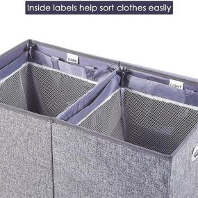img 1 attached to Organize Your Laundry with SUPERJARE Double Hamper - Featuring Removable Liner Bags, Magnetic Lid, and 150L Capacity in Linen Gray