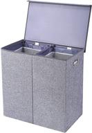 organize your laundry with superjare double hamper - featuring removable liner bags, magnetic lid, and 150l capacity in linen gray логотип