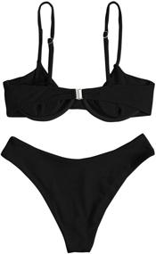 img 3 attached to SheIn Womens Sleeveless Underwire Swimsuit Women's Clothing and Swimsuits & Cover Ups