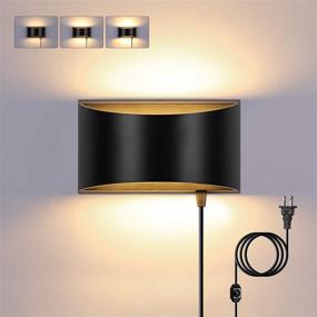 img 4 attached to LIGHTESS Dimmable Wall Sconce Plug in Modern Wall Light with Dimmable Switch 12W Black Indoor Up 🔌 Down Sconces Wall Lighting with Cord for Bedroom Living Room Hallway, Warm White: Stylish and Functional Lighting Solution