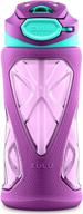 💜 16 oz purple zulu torque tritan plastic kids water bottle with silicone sleeve logo