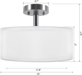 img 3 attached to 🔆 Ganiude 15-Inch Semi Flush Mount Light with Double Fabric Drum Shade for Kitchen, Bedroom, Living Room, Dining Room, Hallway, Entry, Foyer – Modern Close to Ceiling Light Fixture with 3-Lights