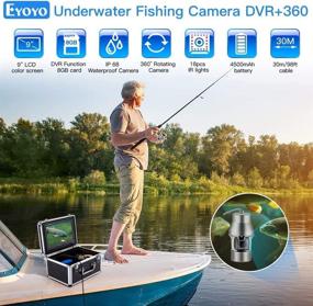 img 3 attached to Eyoyo 9 inch Underwater Fishing Camera Video Fish Finder with DVR Function, Large Color Screen, 360° Horizontal Panning Camera, 1000TVL, 18 Infrared IR Lights, 30M Cable - Ideal for Lake, Sea, Boat, and Ice Fishing