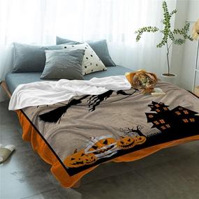 img 3 attached to Vandarllin Halloween Fun Throw Blankets for Kids/Children | Haunted House, Witches, 🎃 Cats, Pumpkins | Soft Fleece Blanket for Scary Movie Nights | Size: 40x60in