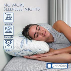 img 1 attached to 🛏️ Handua King Size 2 Pack Shredded Memory Foam Pillows - Orthopedic Foam Pillows with Zipper, Washable, Adjustable Loft Bamboo Pillow for Side, Back, and Stomach Sleepers - 2 Sets