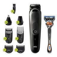 braun hair clippers for men: 7-in-1 beard, ear & nose trimmer kit - cordless, rechargeable, with gillette proglide razor: blue, 9 piece set logo