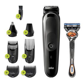 img 4 attached to Braun Hair Clippers for Men: 7-in-1 Beard, Ear & Nose Trimmer Kit - Cordless, Rechargeable, with Gillette ProGlide Razor: Blue, 9 Piece Set