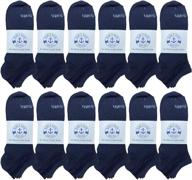 🧦 12 pairs of billionhats boy's and girls low cut ankle socks: thin, lightweight, and breathable wholesale sport bulk socks in size 6-8 logo