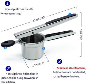 img 3 attached to Премиум картофельный сокер: создайте сливочные пюре из картофеля, детское питание и многое другое с помощью нержавеющего стального кухонного инструмента!
