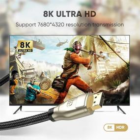 img 2 attached to 🔌 Кабель UGREEN DisplayPort 8K 10 футов: ультра HD позолоченный мужской кабель с оплеткой из нейлона для разрешения 7680x4320, 8K 60 Гц, 4K 144 Гц, 32.4 Гбит/с HDP HDCP - корпус из SPCC