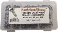 🔩 assortment kit of phillips oval sheet metal screws, made with stainless steel logo