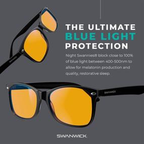 img 2 attached to Swanwick: Classic Night Swannies - Premium Blue Light Blocking Glasses - Superior Blue Light Blocking for Gaming PC, Laptop, and Smartphone Glare - Black - Small - Sleep Support