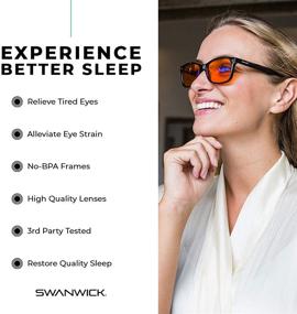 img 1 attached to Swanwick: Classic Night Swannies - Premium Blue Light Blocking Glasses - Superior Blue Light Blocking for Gaming PC, Laptop, and Smartphone Glare - Black - Small - Sleep Support