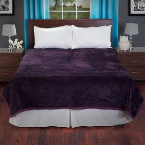 img 1 attached to 🔮 8-фунтовое одеяло Bedford Home Purple Solid Plush Mink - Мягкое, тяжелое и плотное