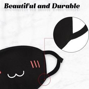 img 2 attached to 😷 10 Pieces Cute Kawaii Anime Face Mask, Reusable Washable Mouth Covering for Women, Girls & Kids, Black and White