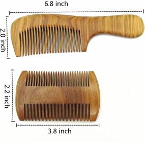 img 3 attached to 🌿 Deluxe Set of Handcrafted Green Sandalwood Combs - Say Goodbye to Static! Wide Tooth Hair Detangling and Beard Comb Set, Ideal for Men, Women, and Kids