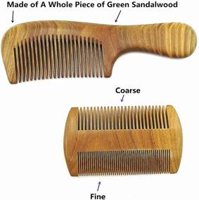 img 2 attached to 🌿 Deluxe Set of Handcrafted Green Sandalwood Combs - Say Goodbye to Static! Wide Tooth Hair Detangling and Beard Comb Set, Ideal for Men, Women, and Kids