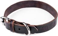 🐾 mighty paw leather dog collar: ultra-soft distressed leather, top-quality craftsmanship, contemporary stylish appeal logo