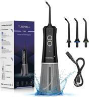 🚿 water flossing cordless, portable oral irrigator for teeth care - diy mode, 3 replacement jets, ipx7 waterproof electric dental flosser pick - perfect for travel/home/braces (black) logo