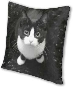 img 1 attached to 😺 Charming Black White Cat Throw Pillow Cases - Decorative Cushion Covers 18x18 in with Zipper