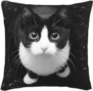 😺 charming black white cat throw pillow cases - decorative cushion covers 18x18 in with zipper логотип