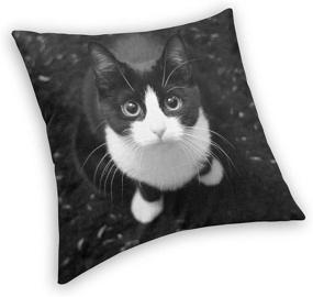 img 2 attached to 😺 Charming Black White Cat Throw Pillow Cases - Decorative Cushion Covers 18x18 in with Zipper