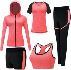 img 4 attached to 🏋️ ZETIY Women's 5pcs Sport Suits: Perfect Fit for Fitness, Yoga, Running, and Athletic Activities