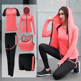 img 3 attached to 🏋️ ZETIY Women's 5pcs Sport Suits: Perfect Fit for Fitness, Yoga, Running, and Athletic Activities