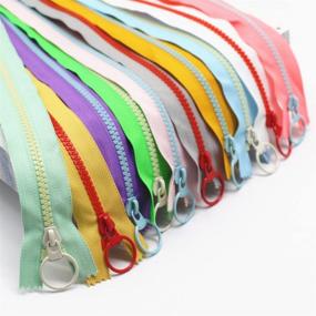 img 1 attached to 🧵 YaHoGa 10PCS 14 Inch (35CM) #5 Plastic Zippers with Lifting Ring Pull: Perfect for Sewing Craft Bags & Garments