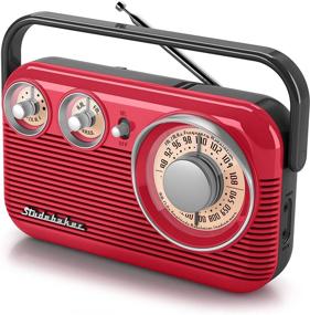 img 4 attached to Studebaker SB2003 Retro Portable AM/FM Radio (Red/Black)