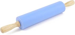 img 2 attached to 🍃 NASNAIOLL Silicone Rolling Pin: Non-Stick Surface with Wooden Handle, 1.97X15.15 inches (Blue)