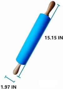 img 1 attached to 🍃 NASNAIOLL Silicone Rolling Pin: Non-Stick Surface with Wooden Handle, 1.97X15.15 inches (Blue)