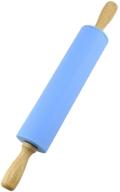 🍃 nasnaioll silicone rolling pin: non-stick surface with wooden handle, 1.97x15.15 inches (blue) logo