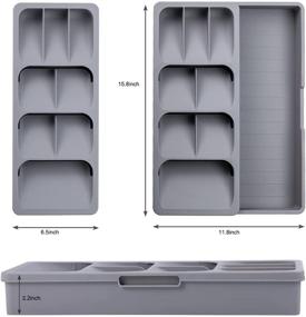 img 1 attached to Faridabio Kitchen Drawer Silverware Organizer Tray | Expandable Cutlery Storage Holding Flatware Spoons Forks