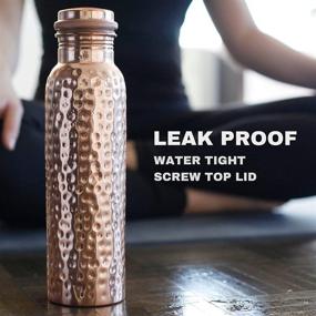 img 3 attached to 🧊 Otiem 34 Oz Copper Water Bottle with Lid - Ayurvedic Copper Drinking Vessel - 100% Copper Water Vessel - Drink More Water Bottle - Large Capacity - Leak Proof Design - Hammered Finish