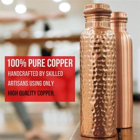 img 2 attached to 🧊 Otiem 34 Oz Copper Water Bottle with Lid - Ayurvedic Copper Drinking Vessel - 100% Copper Water Vessel - Drink More Water Bottle - Large Capacity - Leak Proof Design - Hammered Finish