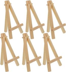 img 4 attached to 🎨 U.S. Art Supply Set of 6 Small Natural Wood Display Easels - A-Frame Tripod Stand for Canvases, Crafts, and Event Signs