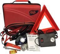 lifeline aaa 68-piece emergency car tire inflator kit with jumper cables, headlamp, warning triangle, and first aid kit - 4365aaa destination road logo